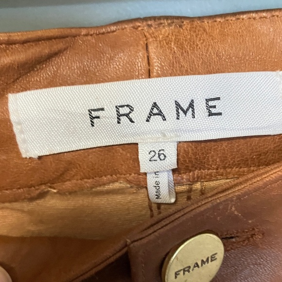 Frame Le Crop Mini Boot Brown Leather Pants - Picture 4 of 7